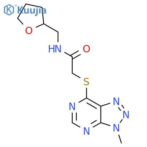 2-({3-methyl-3H-[1,2,3]triazolo[4,5-d]pyrimidin-7-yl}sulfanyl)-N-[(oxolan-2-yl)methyl]acetamide structure