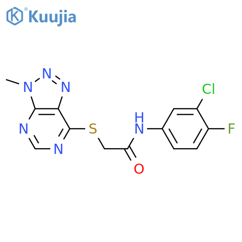 N-(3-chloro-4-fluorophenyl)-2-({3-methyl-3H-[1,2,3]triazolo[4,5-d]pyrimidin-7-yl}sulfanyl)acetamide structure