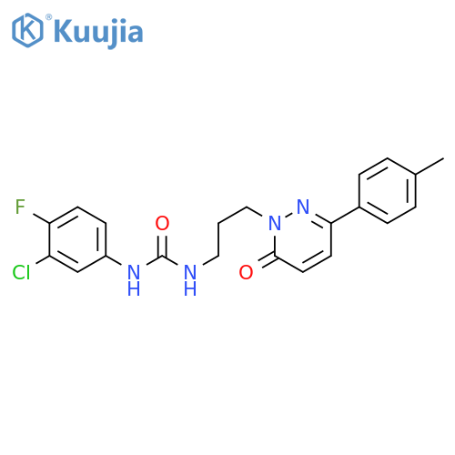 1-(3-chloro-4-fluorophenyl)-3-{3-[3-(4-methylphenyl)-6-oxo-1,6-dihydropyridazin-1-yl]propyl}urea structure