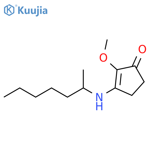 2-Cyclopenten-1-one, 2-methoxy-3-[(1-methylhexyl)amino]- structure
