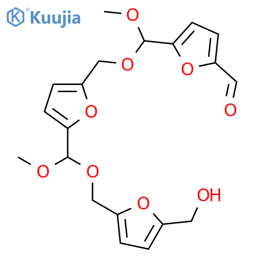 5-({5-[(5-(hydroxymethyl)furan-2-yl)methoxy(methoxymethyl)]furan-2-yl}methoxy(methoxymethyl))furan-2-carbaldehyde structure