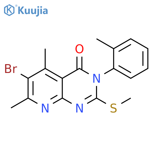 Pyrido[2,3-d]pyrimidin-4(3H)-one, 6-bromo-5,7-dimethyl-3-(2-methylphenyl)-2-(methylthio)- structure
