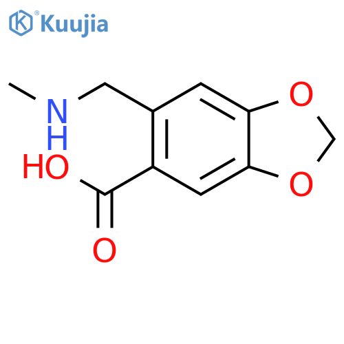 1,3-Benzodioxole-5-carboxylic acid, 6-[(methylamino)methyl]- structure