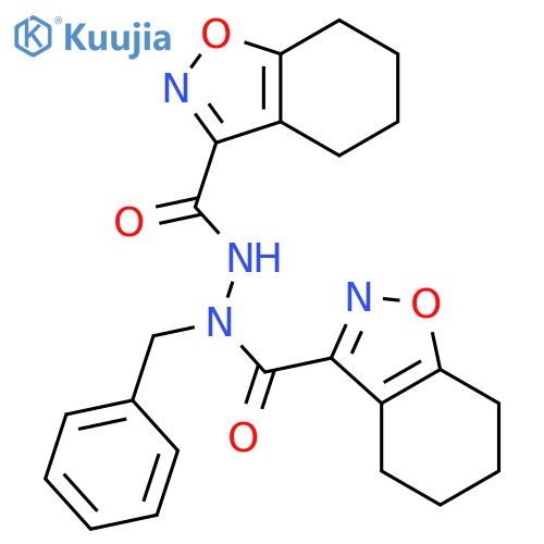 1,2-Benzisoxazole-3-carboxylicacid, 4,5,6,7-tetrahydro-,1-(phenylmethyl)-2-[(4,5,6,7-tetrahydro-1,2-benzisoxazol-3-yl)carbonyl]hydrazide structure