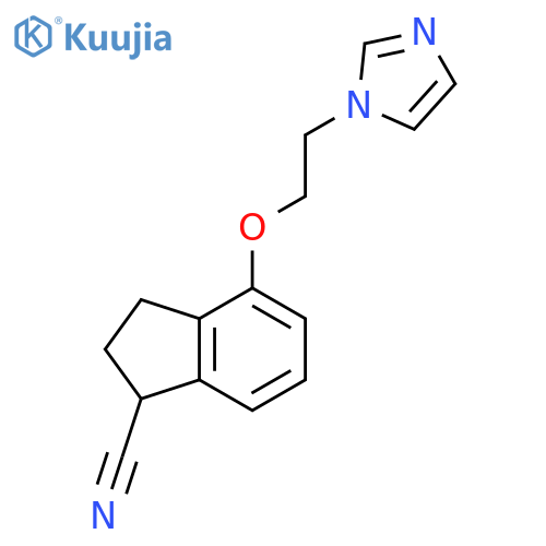 1H-Indene-1-carbonitrile, 2,3-dihydro-4-[2-(1H-imidazol-1-yl)ethoxy]- structure