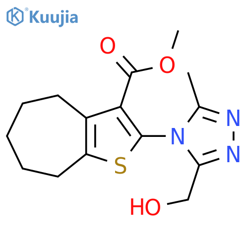 4H-Cyclohepta[b]thiophene-3-carboxylic acid,5,6,7,8-tetrahydro-2-[3-(hydroxymethyl)-5-methyl-4H-1,2,4-triazol-4-yl]-,methyl ester structure