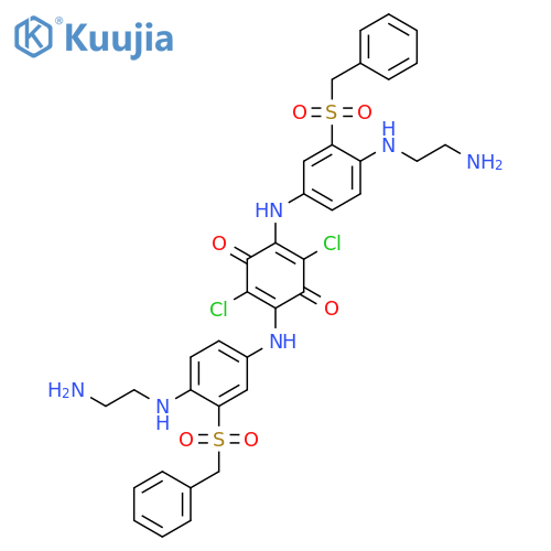 2,5-Cyclohexadiene-1,4-dione, 2,5-bis[[4-[(2-aminoethyl)amino]-3-[(phenylmethyl)sulfonyl]phenyl]amino]-3,6-dichloro- structure