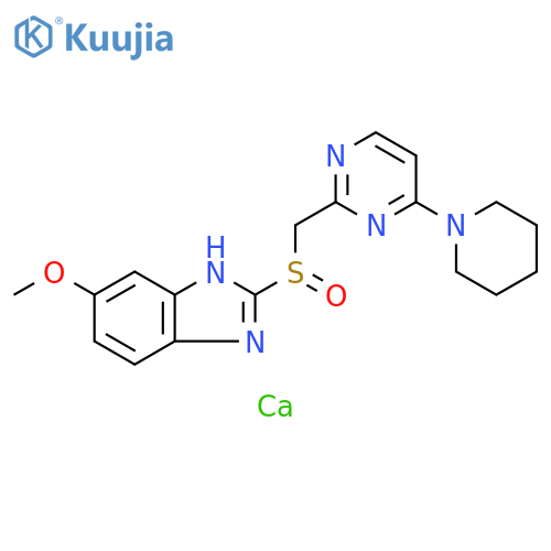 1H-Benzimidazole, 6-methoxy-2-[[[4-(1-piperidinyl)-2-pyrimidinyl]methyl]sulfinyl]-, calcium salt (2:1) structure