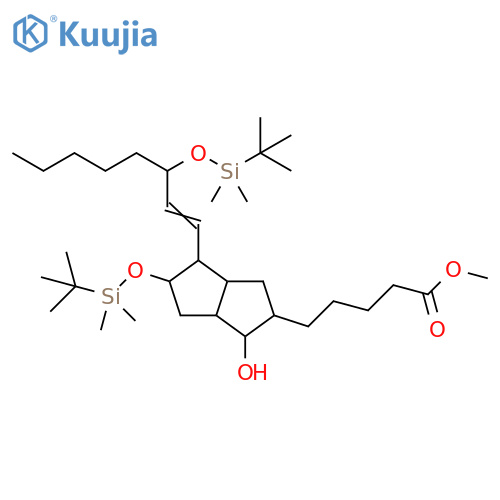2-Pentalenepentanoic acid, 5-[[(1,1-dimethylethyl)dimethylsilyl]oxy]-4-[3-[[(1,1-dimethylethyl)dimethylsilyl]oxy]-1-octenyl]octahydro-1-hydroxy-, methyl ester (9CI) structure