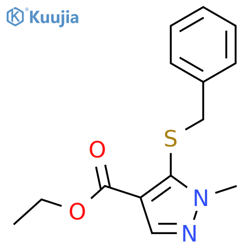 1H-Pyrazole-4-carboxylic acid, 1-methyl-5-[(phenylmethyl)thio]-, ethylester structure