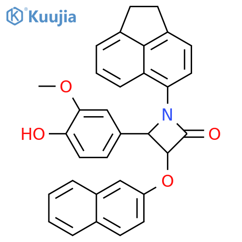 2-Azetidinone,1-(1,2-dihydro-5-acenaphthylenyl)-4-(4-hydroxy-3-methoxyphenyl)-3-(2-naphthalenyloxy)- structure