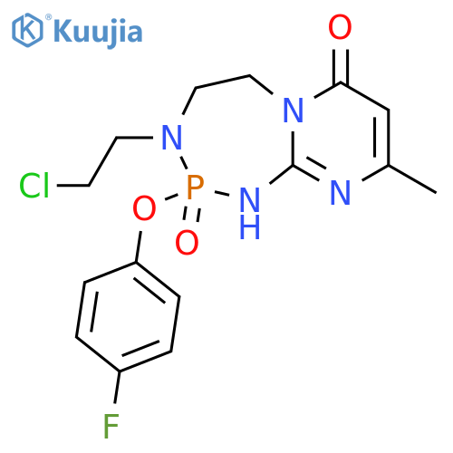 Pyrimido[2,1-d][1,3,5,2]triazaphosphepin-7(1H)-one, 3-(2-chloroethyl)-2-(4-fluorophenoxy)-2,3,4,5-tetrahydro-9-methyl-, 2-oxide structure