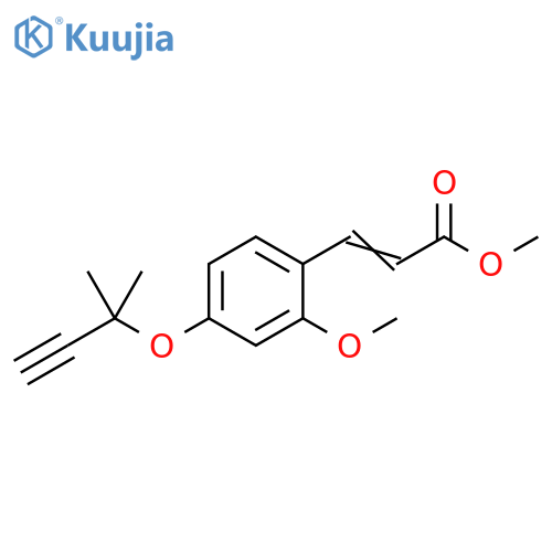 2-Propenoic acid,3-[4-[(1,1-dimethyl-2-propynyl)oxy]-2-methoxyphenyl]-, methyl ester structure