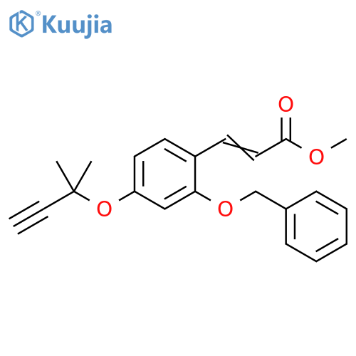 2-Propenoic acid,3-[4-[(1,1-dimethyl-2-propynyl)oxy]-2-(phenylmethoxy)phenyl]-, methylester structure