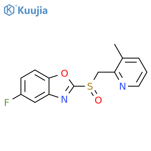 Benzoxazole, 5-fluoro-2-[[(3-methyl-2-pyridinyl)methyl]sulfinyl]- structure