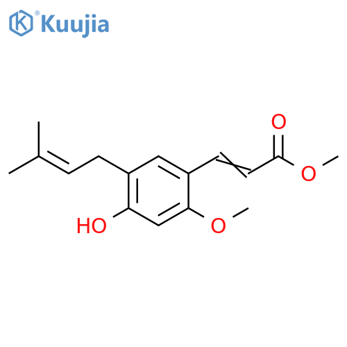 2-Propenoic acid,3-[4-hydroxy-2-methoxy-5-(3-methyl-2-butenyl)phenyl]-, methyl ester structure