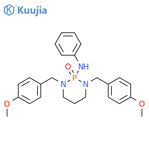 1,3,2-Diazaphosphorin-2(1H)-amine,tetrahydro-1,3-bis[(4-methoxyphenyl)methyl]-N-phenyl-, 2-oxide structure