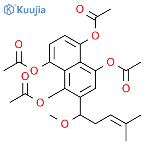 1,4,5,8-Naphthalenetetrol, 2-(1-methoxy-4-methyl-3-penten-1-yl)-, 1,4,5,8-tetraacetate structure