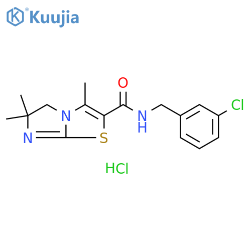 Imidazo[2,1-b]thiazole-2-carboxamide, N-[(3-chlorophenyl)methyl]-5,6-dihydro-3,6,6-trimethyl-, hydrochloride (1:1) structure