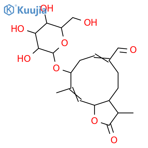 Cyclodeca[b]furan-6-carboxaldehyde,9-(b-D-glucopyranosyloxy)-2,3,3a,4,5,8,9,11a-octahydro-3,10-dimethyl-2-oxo-,(3S,3aS,6E,9S,10E,11aS)- (9CI) structure