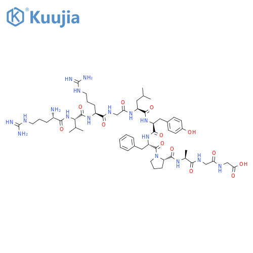 Glycine, N-[N-[N-[1-[N-[N-[N-[N-[N2-(N-L-arginyl-L-valyl)-L-arginyl]glycyl]-L-leucyl]- L-tyrosyl]-L-phenylalanyl]-L-prolyl]-L-alanyl]glycyl]- structure
