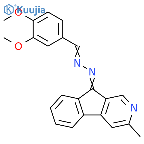 Benzaldehyde, 3,4-dimethoxy-, 2-(3-methyl-9H-indeno[2,1-c]pyridin-9-ylidene)hydrazone structure