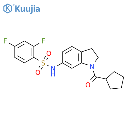 N-(1-cyclopentanecarbonyl-2,3-dihydro-1H-indol-6-yl)-2,4-difluorobenzene-1-sulfonamide structure