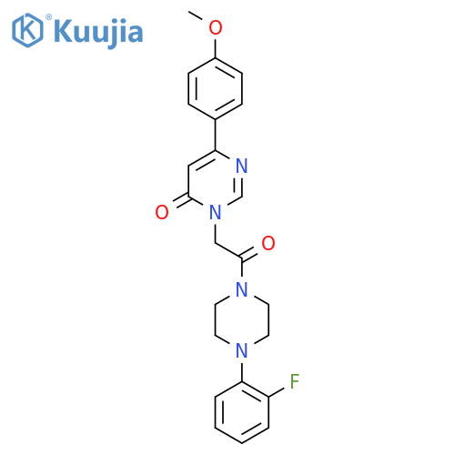 3-{2-[4-(2-fluorophenyl)piperazin-1-yl]-2-oxoethyl}-6-(4-methoxyphenyl)-3,4-dihydropyrimidin-4-one structure