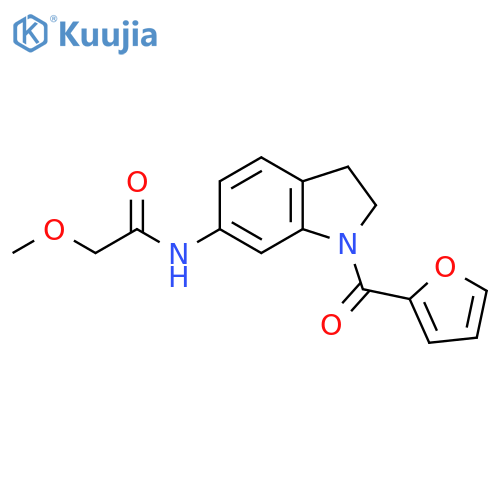 N-1-(furan-2-carbonyl)-2,3-dihydro-1H-indol-6-yl-2-methoxyacetamide structure