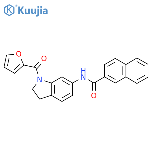 N-[1-(furan-2-carbonyl)-2,3-dihydro-1H-indol-6-yl]naphthalene-2-carboxamide structure