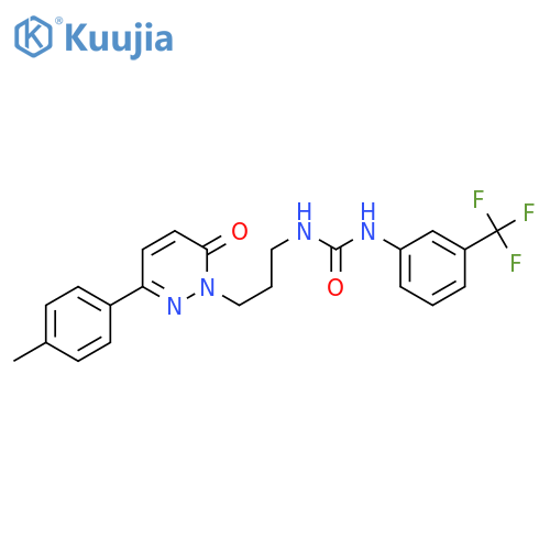 3-{3-[3-(4-methylphenyl)-6-oxo-1,6-dihydropyridazin-1-yl]propyl}-1-[3-(trifluoromethyl)phenyl]urea structure