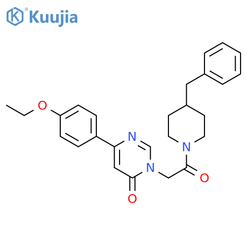 3-[2-(4-benzylpiperidin-1-yl)-2-oxoethyl]-6-(4-ethoxyphenyl)-3,4-dihydropyrimidin-4-one structure