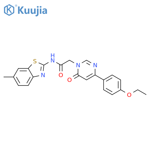 2-[4-(4-ethoxyphenyl)-6-oxo-1,6-dihydropyrimidin-1-yl]-N-(6-methyl-1,3-benzothiazol-2-yl)acetamide structure