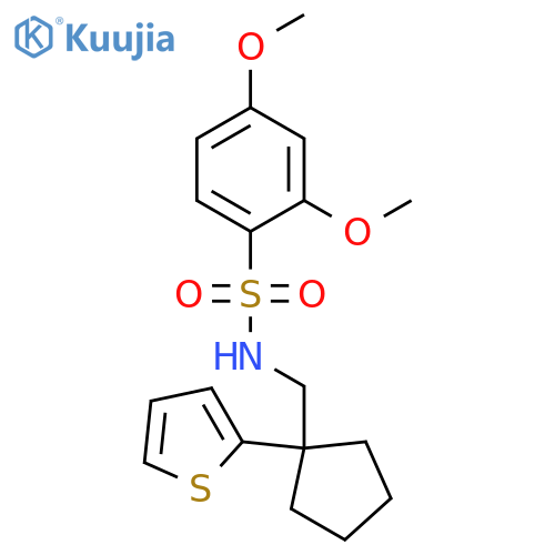 2,4-dimethoxy-N-{[1-(thiophen-2-yl)cyclopentyl]methyl}benzene-1-sulfonamide structure