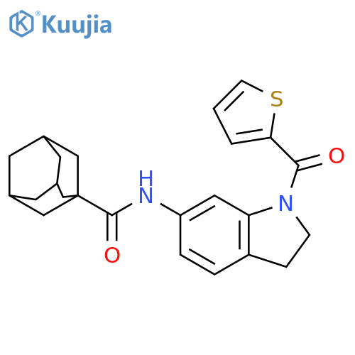 N-1-(thiophene-2-carbonyl)-2,3-dihydro-1H-indol-6-yladamantane-1-carboxamide structure