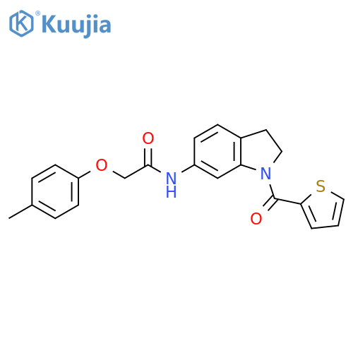 2-(4-methylphenoxy)-N-[1-(thiophene-2-carbonyl)-2,3-dihydro-1H-indol-6-yl]acetamide structure