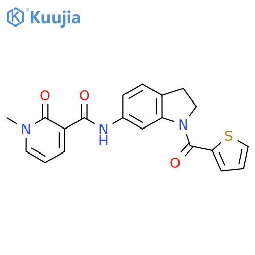 1-methyl-2-oxo-N-[1-(thiophene-2-carbonyl)-2,3-dihydro-1H-indol-6-yl]-1,2-dihydropyridine-3-carboxamide structure