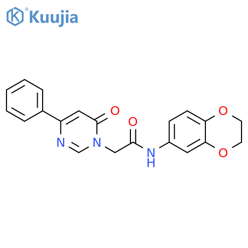 N-(2,3-dihydro-1,4-benzodioxin-6-yl)-2-(6-oxo-4-phenyl-1,6-dihydropyrimidin-1-yl)acetamide structure