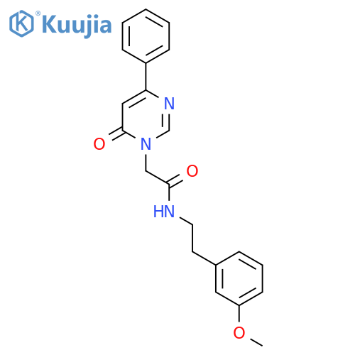 N-2-(3-methoxyphenyl)ethyl-2-(6-oxo-4-phenyl-1,6-dihydropyrimidin-1-yl)acetamide structure