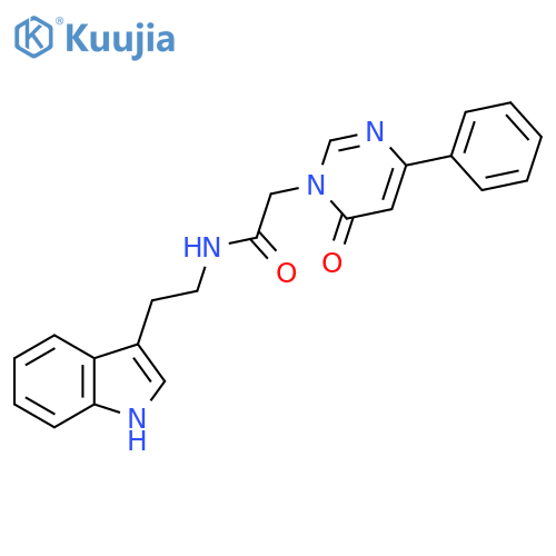 N-[2-(1H-indol-3-yl)ethyl]-2-(6-oxo-4-phenyl-1,6-dihydropyrimidin-1-yl)acetamide structure