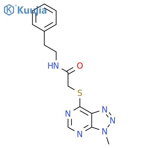 2-({3-methyl-3H-[1,2,3]triazolo[4,5-d]pyrimidin-7-yl}sulfanyl)-N-(2-phenylethyl)acetamide structure