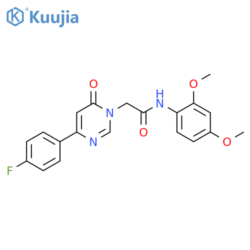 N-(2,4-dimethoxyphenyl)-2-4-(4-fluorophenyl)-6-oxo-1,6-dihydropyrimidin-1-ylacetamide structure