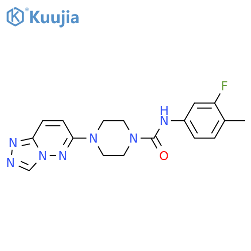 N-(3-fluoro-4-methylphenyl)-4-{1,2,4triazolo4,3-bpyridazin-6-yl}piperazine-1-carboxamide structure
