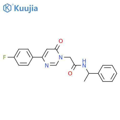 2-[4-(4-fluorophenyl)-6-oxo-1,6-dihydropyrimidin-1-yl]-N-(1-phenylethyl)acetamide structure