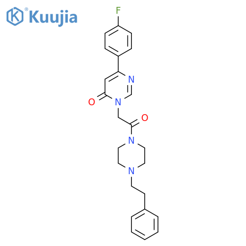 6-(4-fluorophenyl)-3-{2-oxo-2-[4-(2-phenylethyl)piperazin-1-yl]ethyl}-3,4-dihydropyrimidin-4-one structure