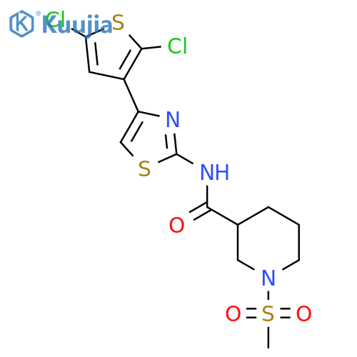 N-[4-(2,5-dichlorothiophen-3-yl)-1,3-thiazol-2-yl]-1-methanesulfonylpiperidine-3-carboxamide structure
