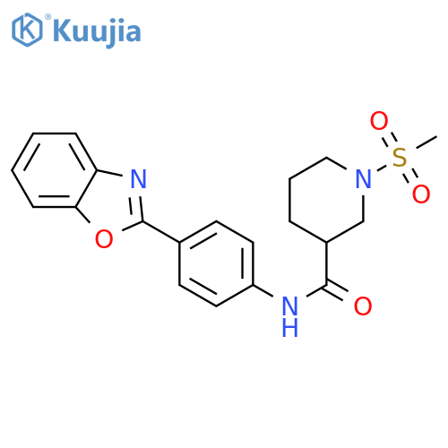 N-4-(1,3-benzoxazol-2-yl)phenyl-1-methanesulfonylpiperidine-3-carboxamide structure