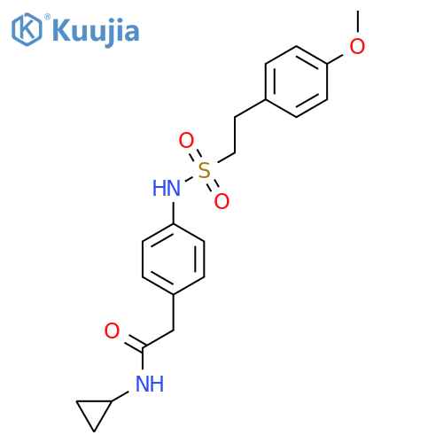 N-cyclopropyl-2-{4-[2-(4-methoxyphenyl)ethanesulfonamido]phenyl}acetamide structure