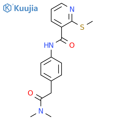 N-{4-[(dimethylcarbamoyl)methyl]phenyl}-2-(methylsulfanyl)pyridine-3-carboxamide structure