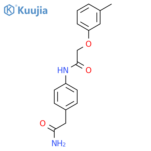 N-[4-(carbamoylmethyl)phenyl]-2-(3-methylphenoxy)acetamide structure